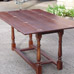 Console table in quarter-sawn oak with turned legs